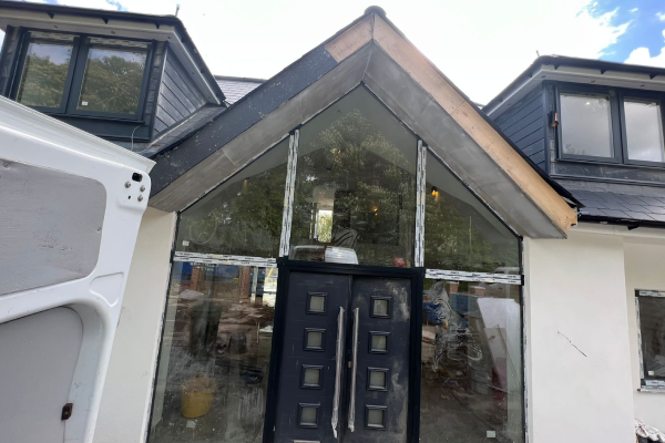Triple glazed entrance with aluminium frames UK Triple glazed entrance with aluminium frames UK